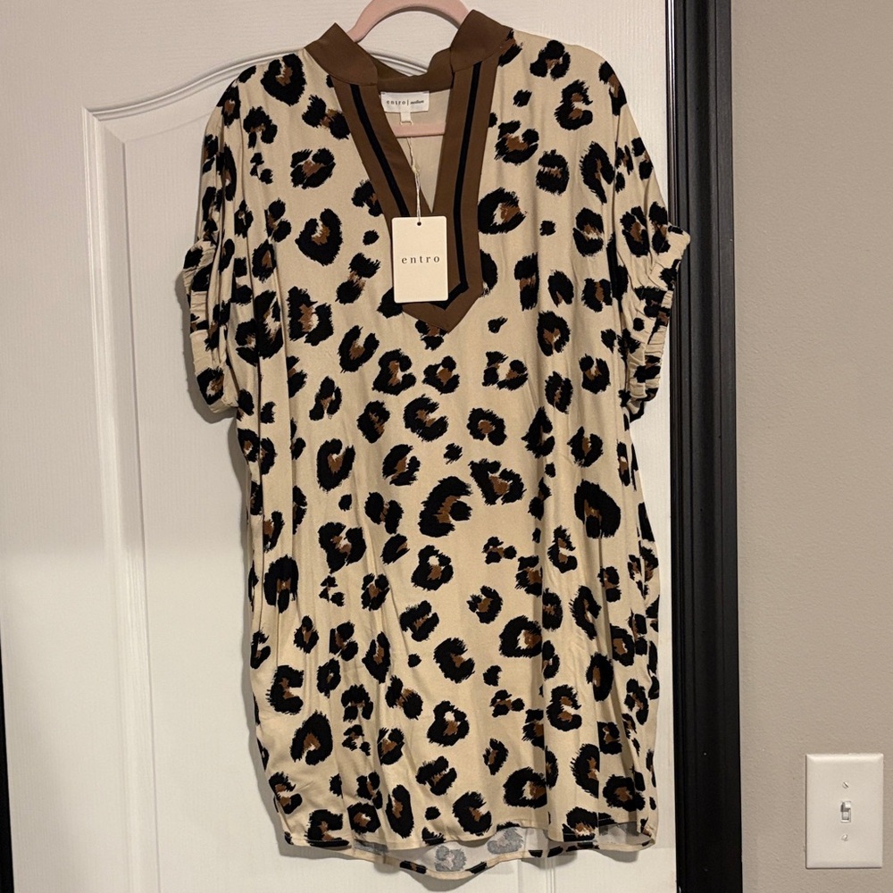 Entro Leopard Print Women's Dress - Brown and Black